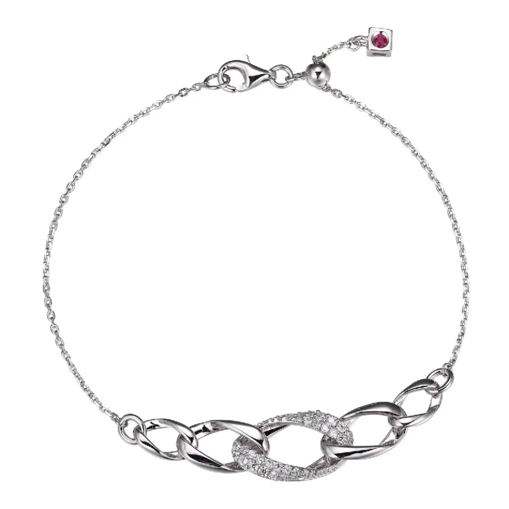 Elle Jewelry Paris 1901 B10279W- Silver No Stone Bracelet | Silver With Cz Bracelets