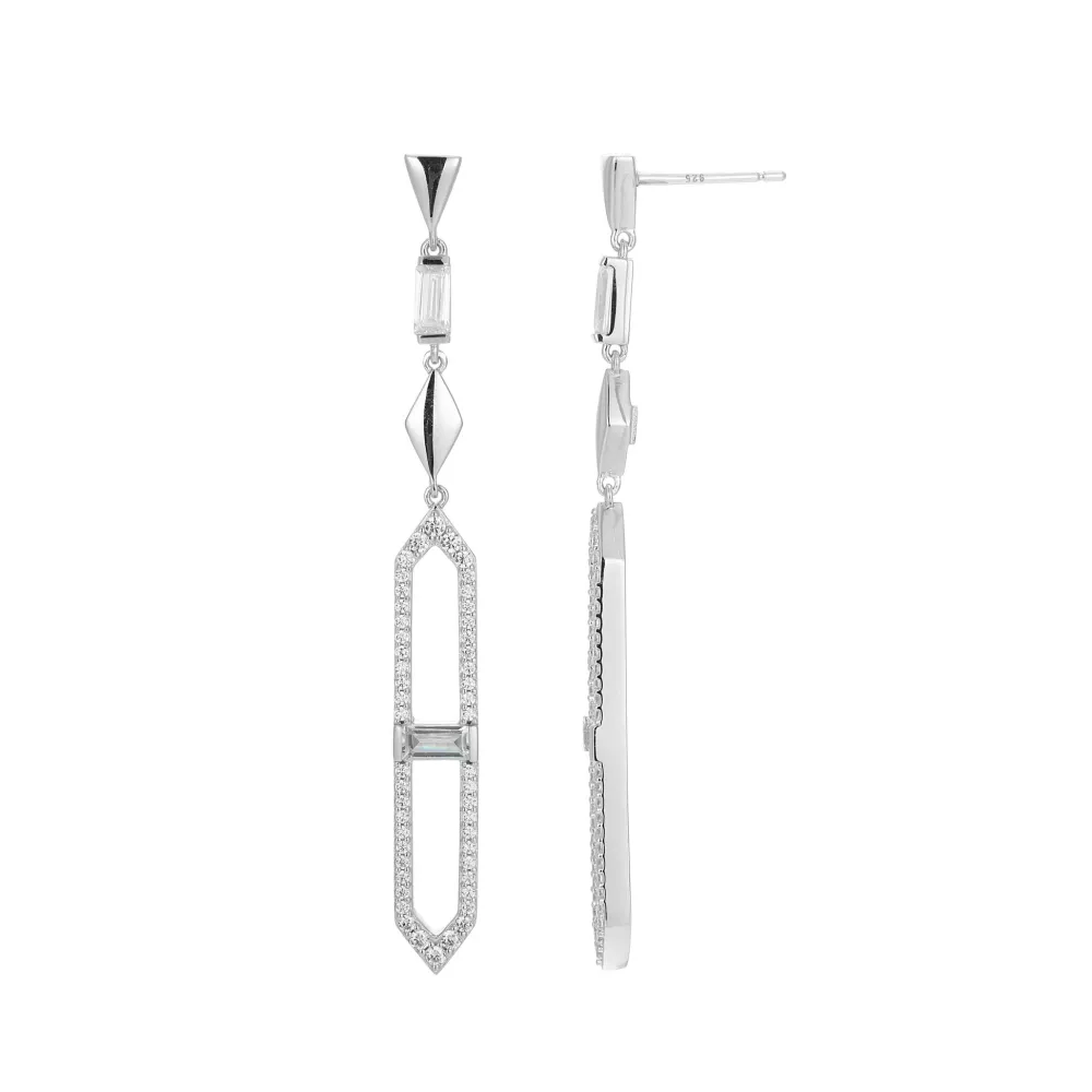 Elle Jewelry Paris 1901 LE0118- Stone Earring | Silver With Cz Earrings