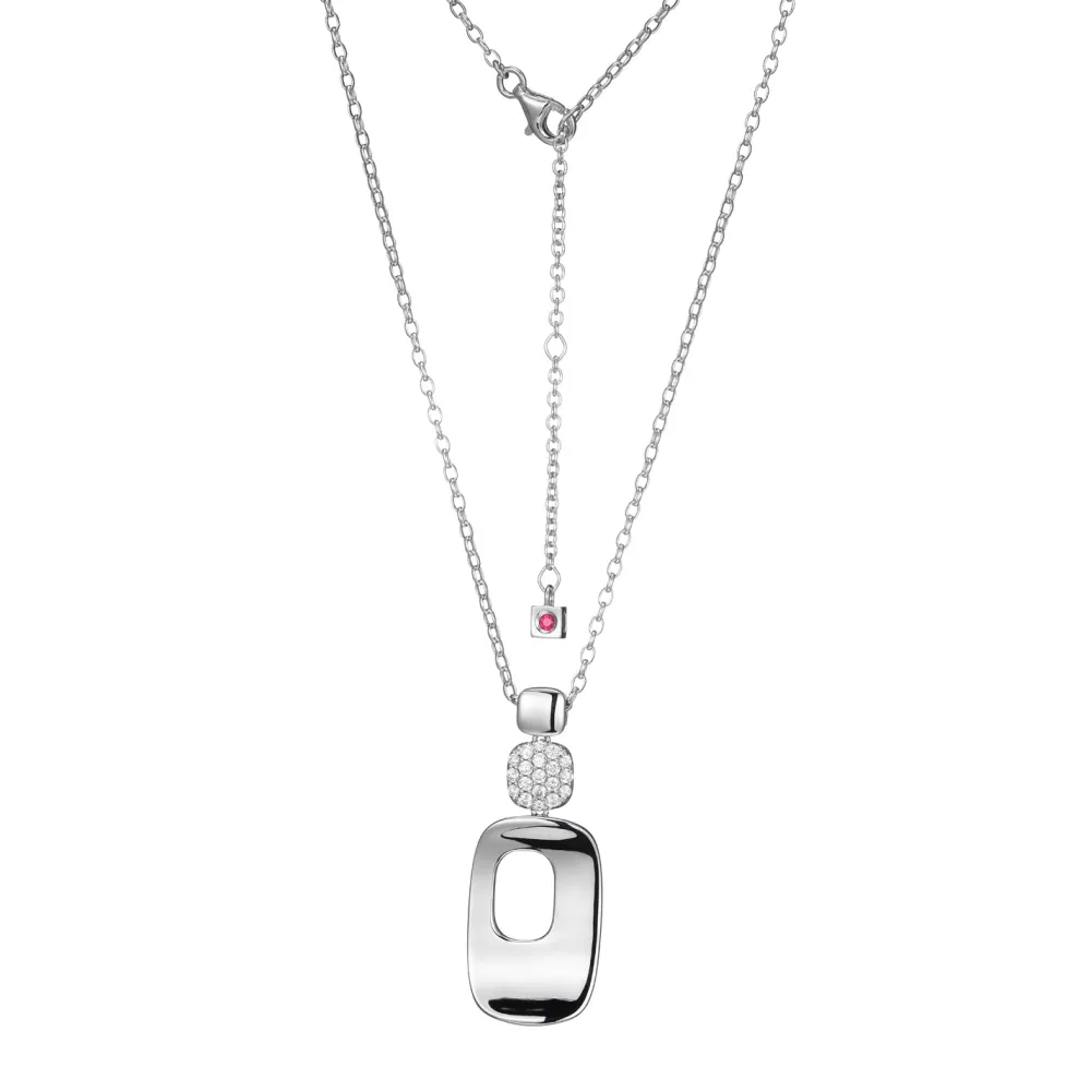 Elle Jewelry Paris 1901 LN0086- Stone Necklace | Silver With Cz Necklaces