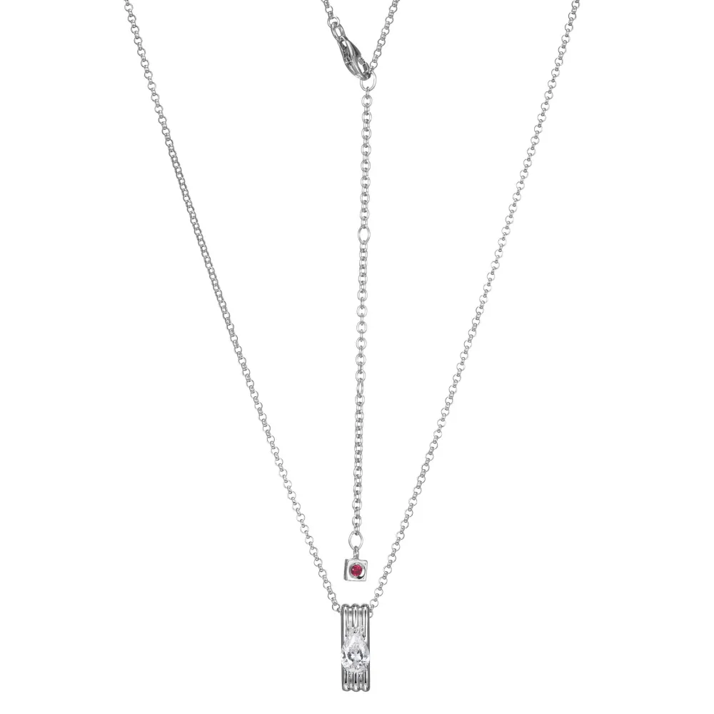 Elle Jewelry Paris 1901 LN0110- Stone Necklace | Silver With Cz Necklaces