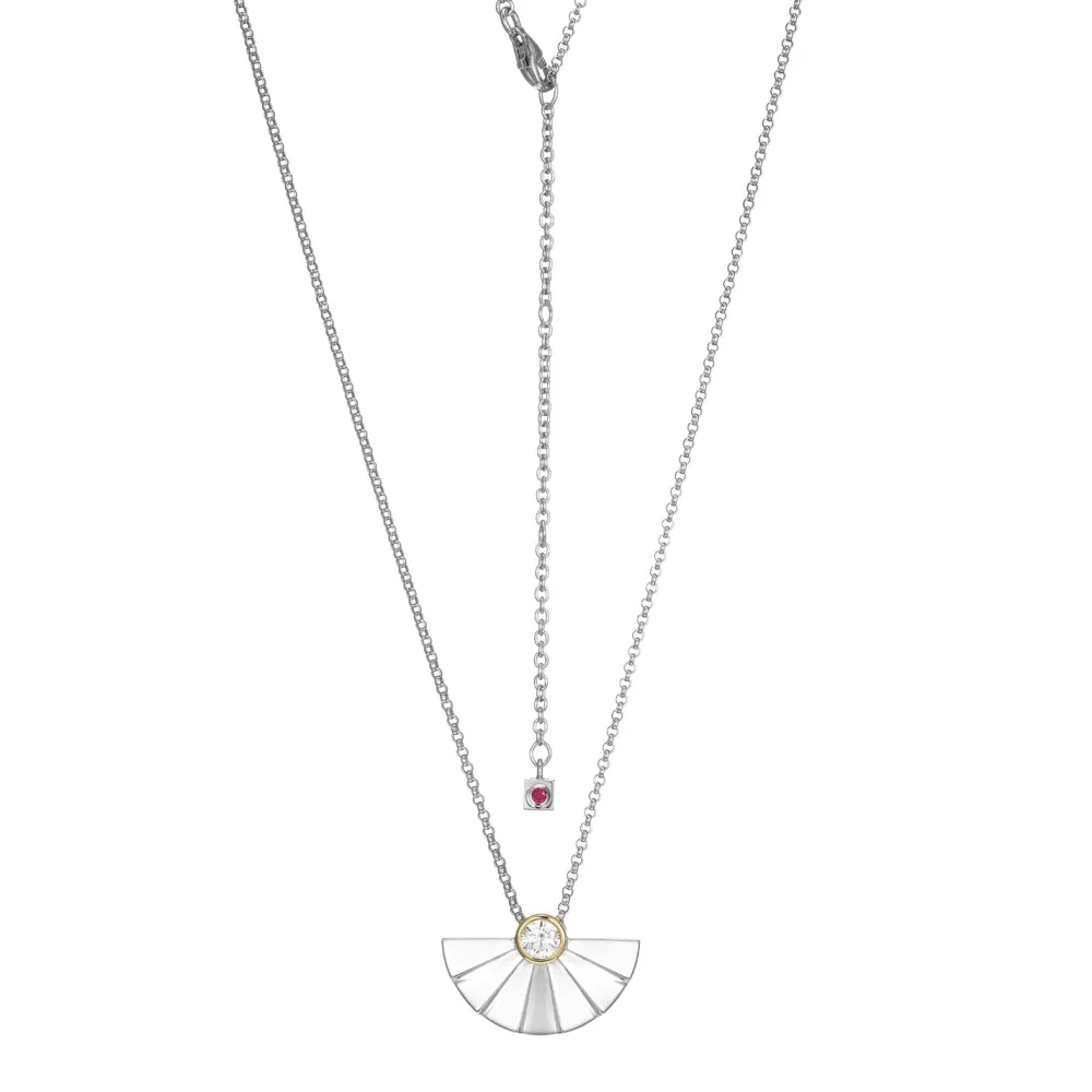 Elle Jewelry Paris 1901 LN0123- Stone Necklace | Silver With Cz Necklaces