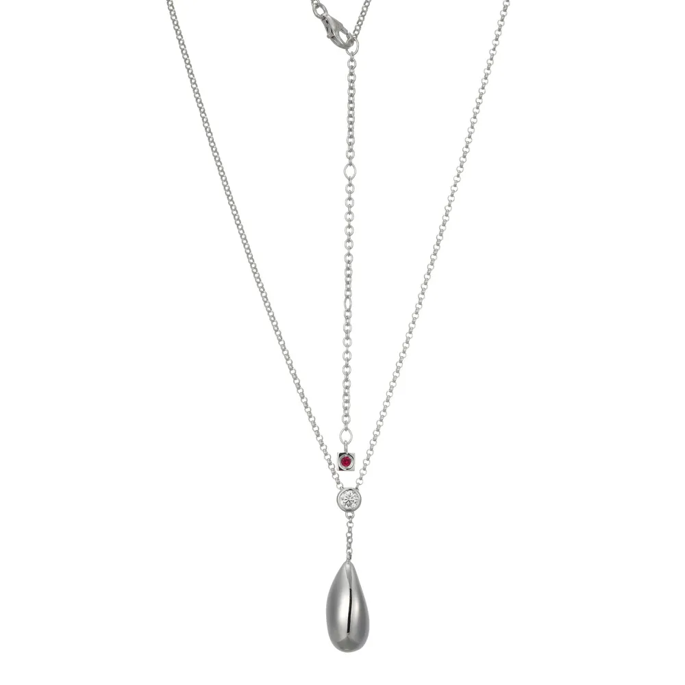 Elle Jewelry Paris 1901 LN0128- Stone Necklace | Silver With Cz Necklaces