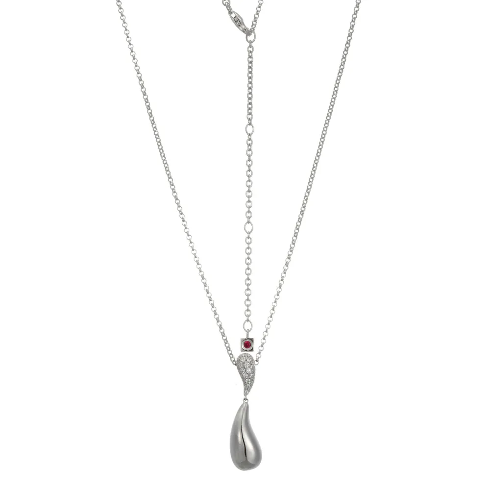 Elle Jewelry Paris 1901 LN0129- Stone Necklace | Silver With Cz Necklaces