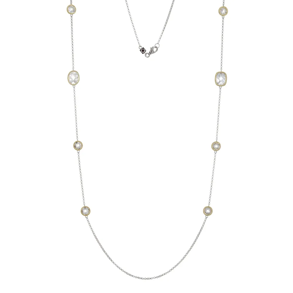 Elle Jewelry Paris 1901 LN0139- Stone Necklace | Silver With Cz Necklaces