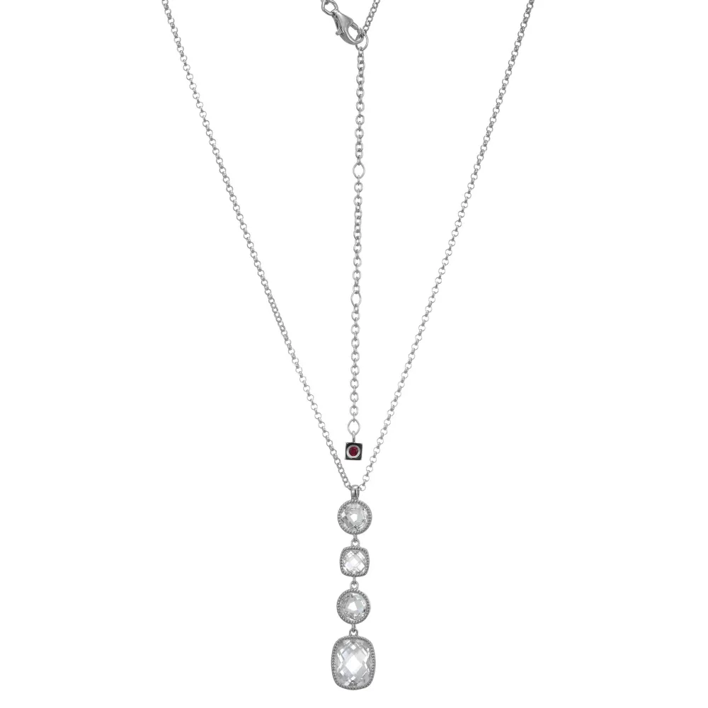 Elle Jewelry Paris 1901 LN0136- Stone Necklace | Silver With Cz Necklaces