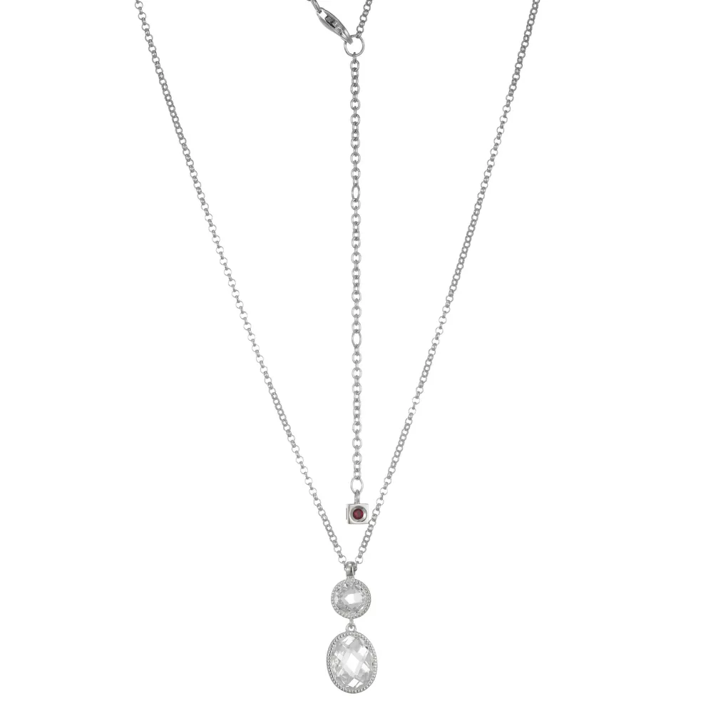 Elle Jewelry Paris 1901 LN0134- Stone Necklace | Silver With Cz Necklaces