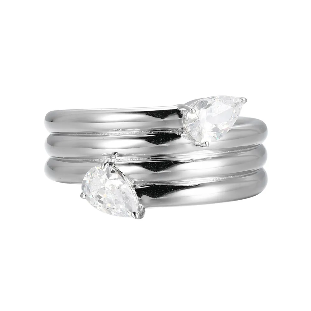 Elle Jewelry Paris 1901 LR0110- Stone Ring | Silver With Cz Rings