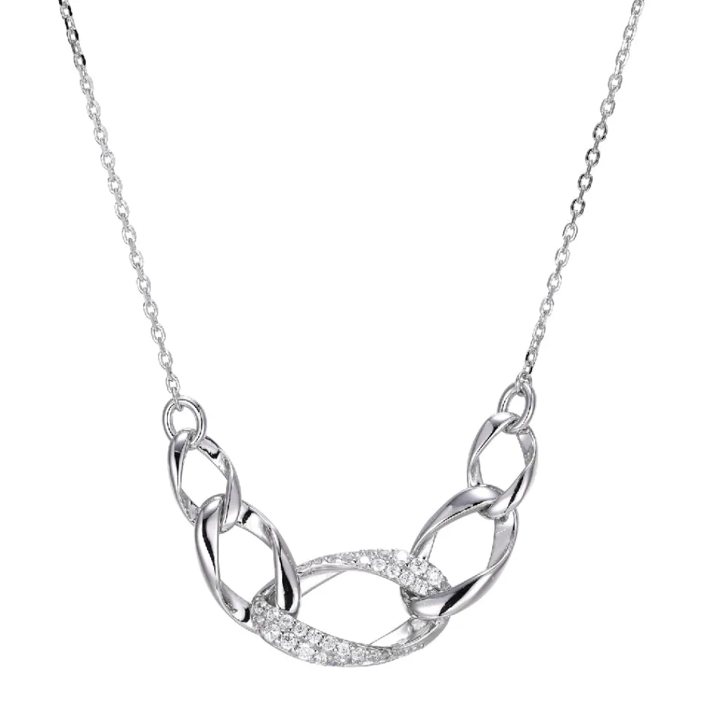 Elle Jewelry Paris 1901 N10279W- Silver With Cz Necklaces | Necklaces