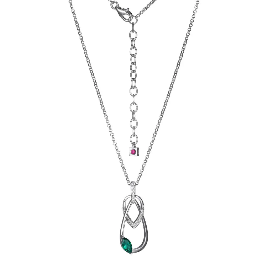 Elle Jewelry Paris 1901 N10271WE- Stone Necklace | Silver With Cz Necklaces