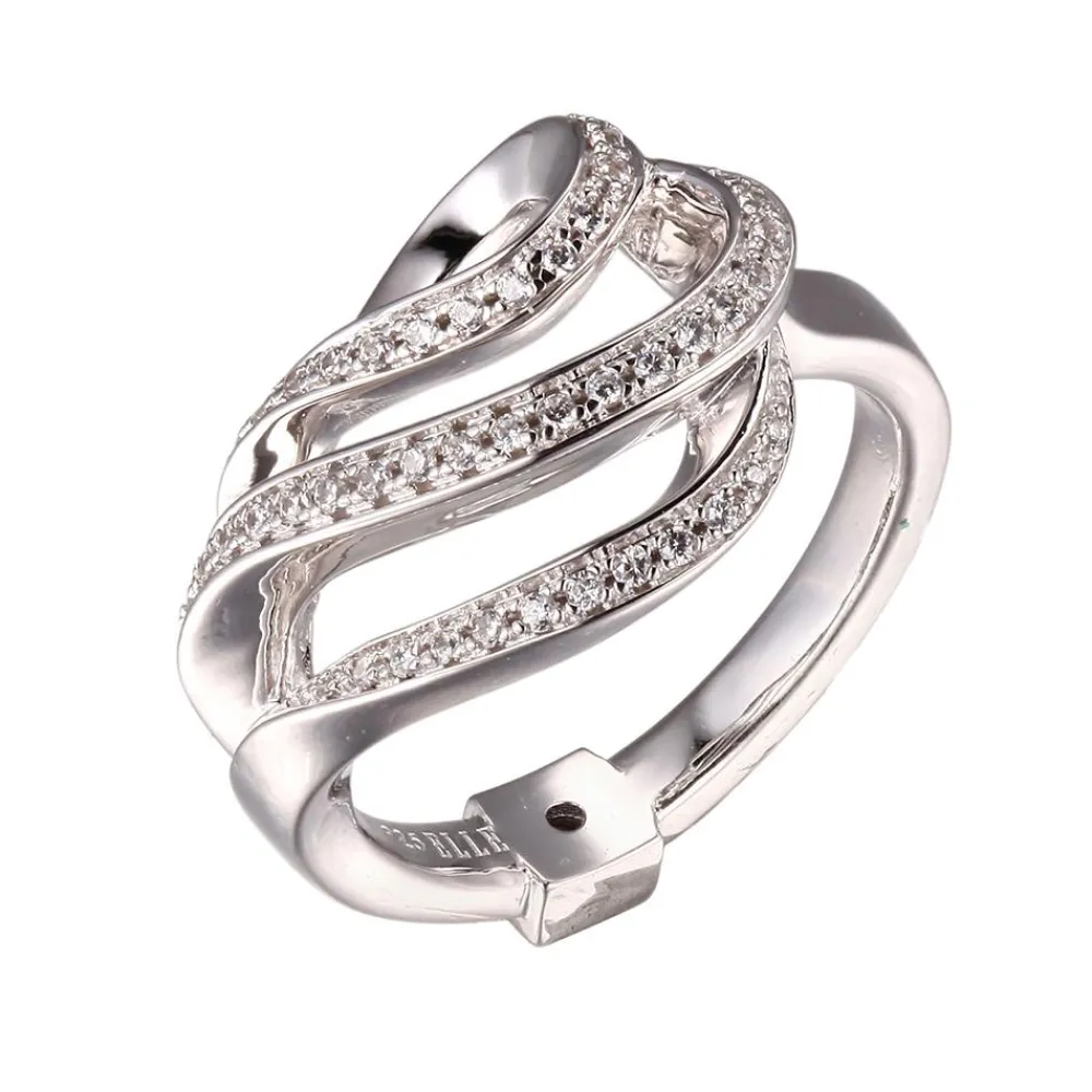 Elle Jewelry Paris 1901 R10143WZ- Silver With Cz Rings