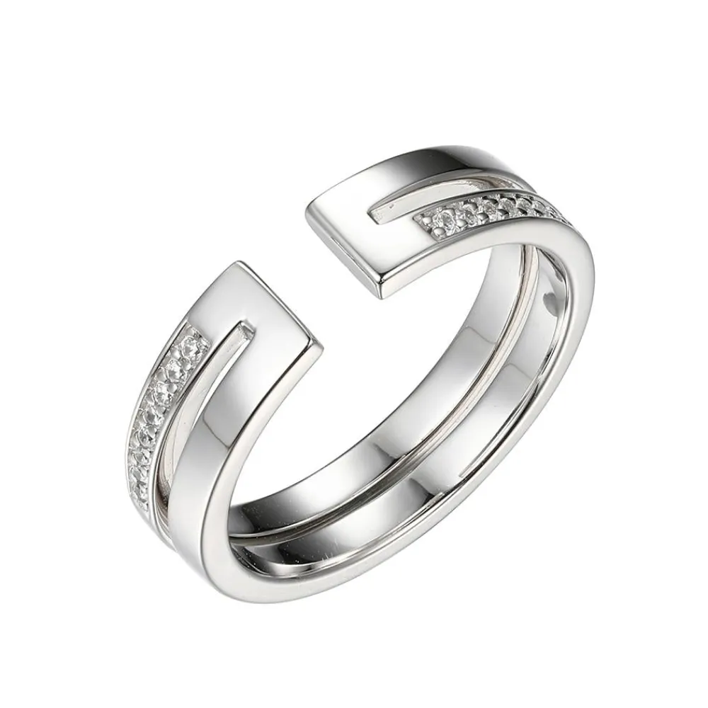 Elle Jewelry Paris 1901 R10212WZ- Silver With Cz Rings