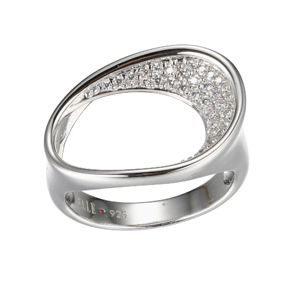 Elle Jewelry Paris 1901 R10238WZ- Silver No Stone Rings | Silver With Cz Rings