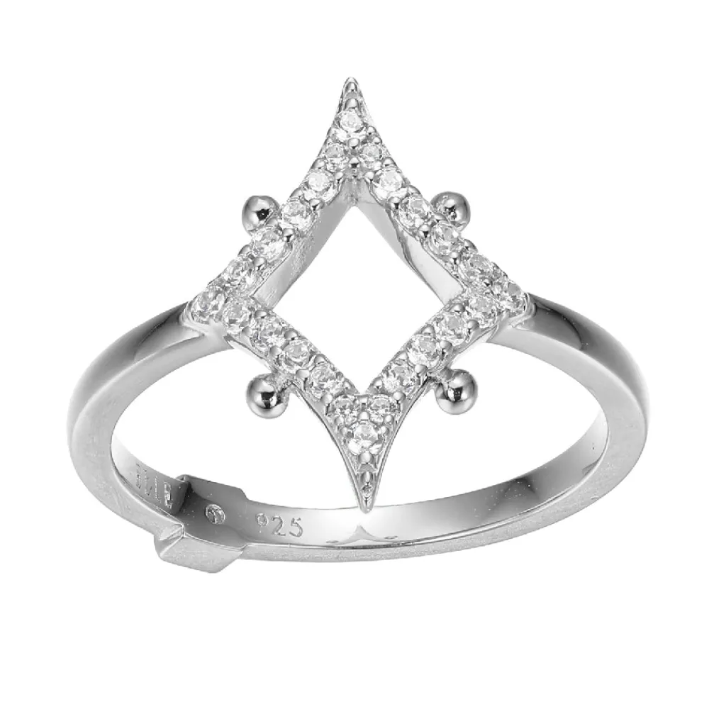 Elle Jewelry Paris 1901 R10248WZ- Silver No Stone Rings | Silver With Cz Rings