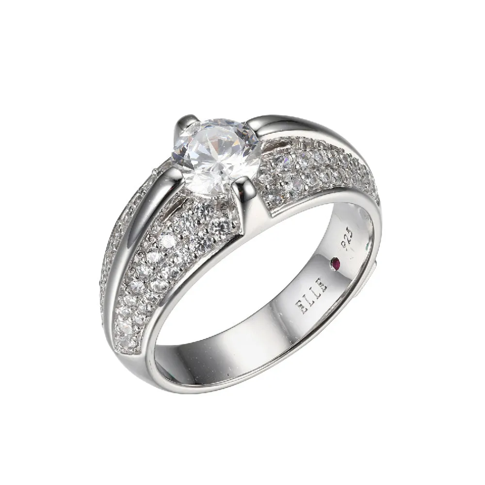 Elle Jewelry Paris 1901 R10249WZ- Silver No Stone Rings | Silver With Cz Rings